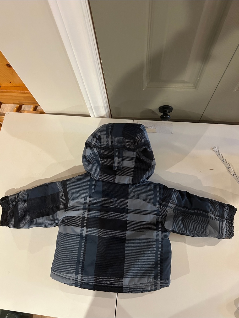 Columbia Kids Plaid Winter Jacket with Red Lined Hood - Picture 8 of 9